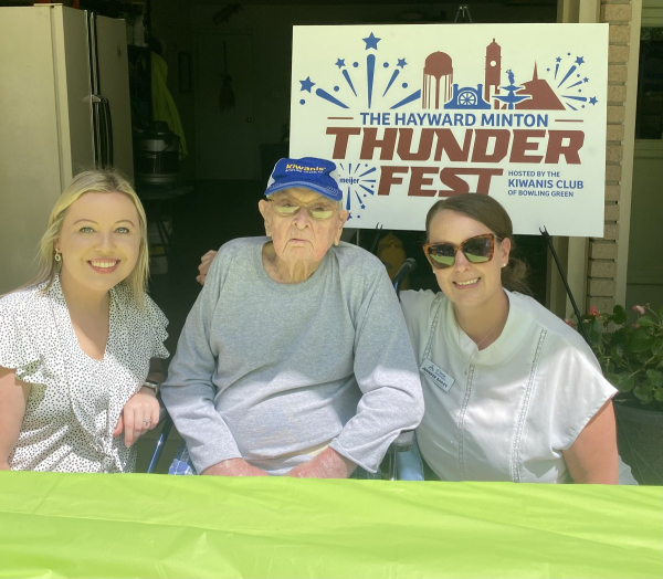 Hayward Minton, the very first chair of Thunderfest, is joined by 2025 Co-Chairs, Whitney Kinslow and Jennifer Bailey, to celebrate his 103rd birthday and the official renaming of the event in his honor: The Hayward Minton Thunderfest.